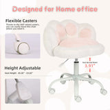 Vanity Chair with Cat Paw Back,Armless Desk Chair Cute Small Office Chair with Wheels Adjustable Height