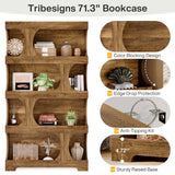 Tribesigns 71" Tall Bookcase, 4-Tier S-Shaped Bookshelf, Wood Decorative Storage Shelving