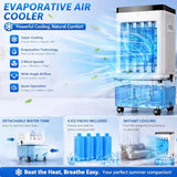 Evaporative Cooler with 4-GAL Detachable Tank, White, 2026 Upgraded