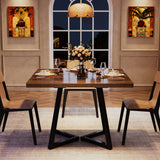 Tribesigns Square Dining Table for 4, 31.5" Industrial Dinner Table with Metal Base