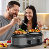 Dual Slow Cooker, Buffet Servers and Warmer with 2 Removable Ceramic Pots