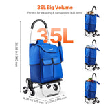Stair Climbing Cart Foldable Shopping Cart 36L With 6 Wheels