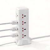 Flat Plug Surge Protector Tower Extension Cord w/ 12 AC Outlets 3 USB Ports