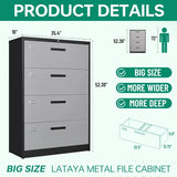 4 Drawer Lateral Metal Filing Cabinet with Lock-File Cabines-Organization Storage Cabinets