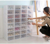 20PCS/24PCS Foldable Flip Shoe Boxes Set Shoe Rack Stackable Storage Container Plastic Clear Shoe Case