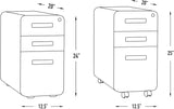 Stockpile Slim 3-Drawer Mobile File Cabinet with Lock - Under Desk Metal Filing Cabinet