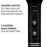 Travel hair dryer for fast drying with even heating, black gold finish, 2000W dual voltage,