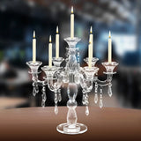  European Glass Candle Holder 7-Arm Candlestick for Holiday & Home Decor