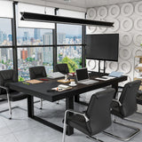 7.2FT Rectangular Conference Table Black Metal Frame Large Meeting Desk Office