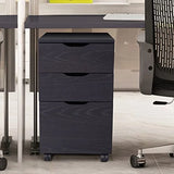 3 Drawer Mobile File Cabinet Rolling Printer Stand Vertical Filing Cabinet Brown Wood Grain Portable Storage