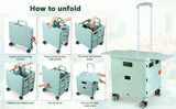 55L Foldable Utility Cart Folding Shopping Cart with Magnetic Lid Telescopic Handle Wear-Resistant 360°Wheel