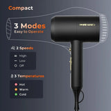 Portable Ionic Hair Dryer with Diffuser for All Hair Types - Low Noise