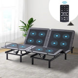 Ergonomic Split King Adjustable Bed Base with Massage, Wireless Remote