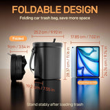 Leakproof Silicone Car Trash Can with Lid, 2 Gallon Garbage Bin for Sedan