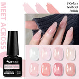 8pcs Nude Jelly Gel Nail Polish Set With Box Translucent Color Semi Permanent Soak Off UV LED Gel