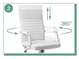 Furmax Ribbed Office Desk Chair Mid-Back PU Leather Executive Conference Task Chair Adjustable