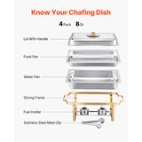 SucceBuy 8 Qt 2 4 Pack Chafing Dish Buffet Set Stainless Steel Chafer with 4 Full Size Pans