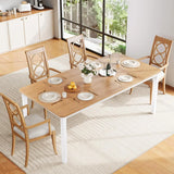 78.7" Farmhouse Dining Table for 6-8 People - Rustic Industrial Kitchen Table with Sturdy Metal Frame