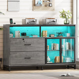 59" File Cabinet, 2 Drawers Filing Cabinets for Home Office fit Legal/Letter