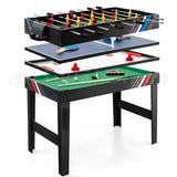 4-In-1 Foosball Table Combo Set with Ice Hockey Table Tennis for Home