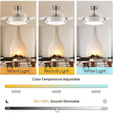 42 Inch Fandelier Ceiling Fan with Light Retractable Ceiling Fan with Lights for Bedroom