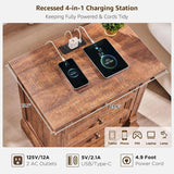 23.6" Wood Nightstand Set Roman Column 3 Drawers Side End Table Bedroom