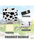 Car Cow Print Trash Can With Lid And Bag Roll Waterproof Auto Garbage Organizer For Vehicle