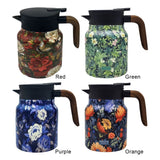 1000ml Vintage Floral Tea Kettle Stainless Steel Insulated Tea Pot Built-in Infuser