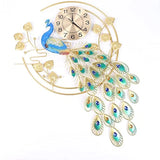 Creative Metal Wall Clock Modern Style Wall Watch Clock Peacock Shaped