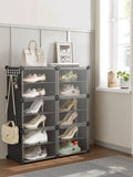SONGMICS Shoe Rack, 6 Cubes With Doors, 24 Pair For Bedroom,  Plastic