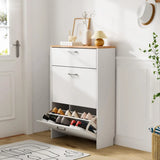 Shoe Cabinet Storage for Entryway Ultra Slim w/ 2 Flip &1Drop-Down Drawers