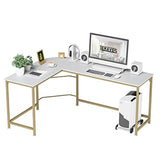Reversible L Shaped Desk White 57.9 Corner Gaming Computer Desk Office Workstation