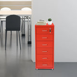 6-Drawers Mobile File Cabinet With Lock 4* Wheels Steel Vertical  Filing Cabinet Office Cabinet