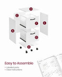 VASAGLE 2-Drawer File Cabinet, Filing Cabinet for Home Office, Small Rolling File Cabinet