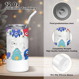 12/24 Pack 12oz Sublimation Tumblers,With Straw Cap Flat Bottom Blank Cup for DIY Heat