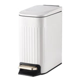 Slim Bathroom Trash Can with Lid Soft Close, Stainless Steel Step Bin Removable Bucket for Bedroom Office Kitchen