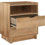 Oak Nightstand with 2 Drawers and Open Shelf, 23.75W x 26.75H x 16D