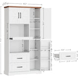 IRONCK Farmhouse Kitchen Pantry Cabinet, Kitchen Hutch with Microwave Stand