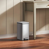 2.6 Gallon Small Stainless Steel Step Trash Can for Bedroom and Office Use, Silver Soft-Close