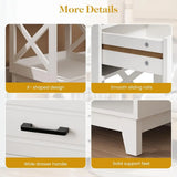 30" Tall Wood Nightstand Table with 2 Ders and Open Shel for Bedroom
