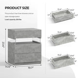 Grey LED Nightstand Set of 2,with 3 Drawers for Bedroom, Bedside Table