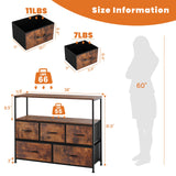 TV Stand Multilayer Shoe Rack Space Saving Cabinet With 5 Fabric Drawers