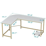 Reversible L Shaped Desk White 57.9 Corner Gaming Computer Desk Office Workstation