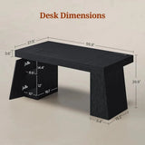 Modern Executive Desk with Power Outlets & Storage Cabinet