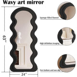 Full Length Mirror 63x24, Irregular Wavy Mirrors, Wave Arched Floor Mirrot