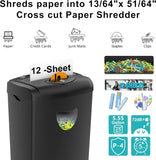 12-Sheet Cross Cut Paper Shredder for Home, P-4 Security, 5.55-Gallon Baske