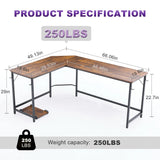 JHK 66 Inch L ShapedCorner Computer Desk Larger Gaming Office Table