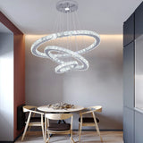 Crystal Ceiling Chandelier 3 Rings Hanging Chandelier In The Living Room