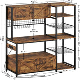 IRONCK Bakers Rack with 2 Storage Cabinets and Power Outlet