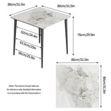 Square Restaurant Marble Dining Table Compact Dishes Serve Table with Metal